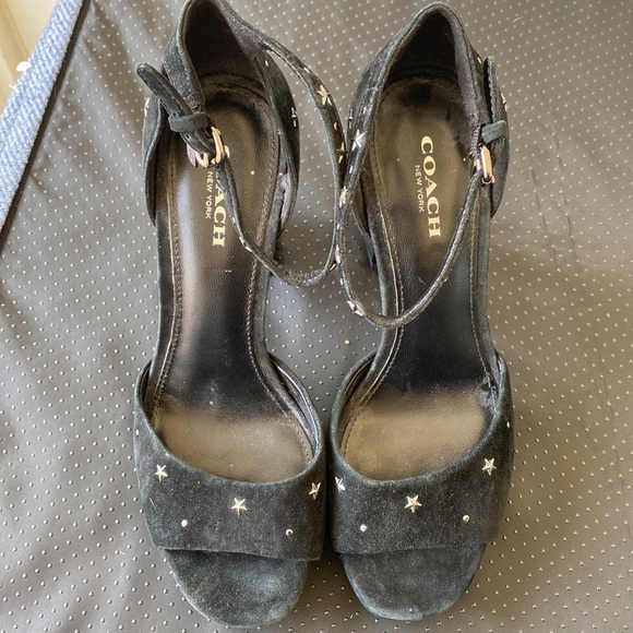 Black suede coach platform heels - Picture 6 of 6
